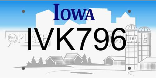 IVK796 Iowa License Plate