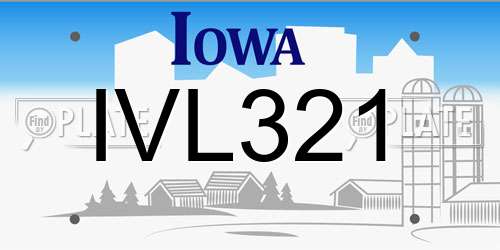 IVL321 Iowa License Plate