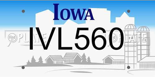 IVL560 Iowa License Plate