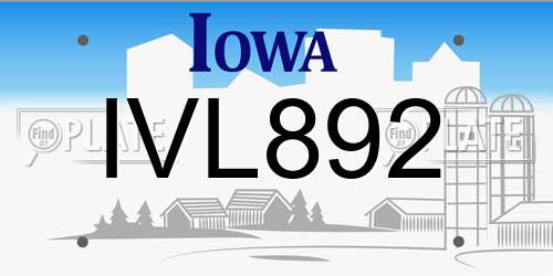 IVL892 Iowa License Plate
