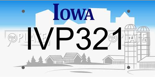 IVP321 Iowa License Plate