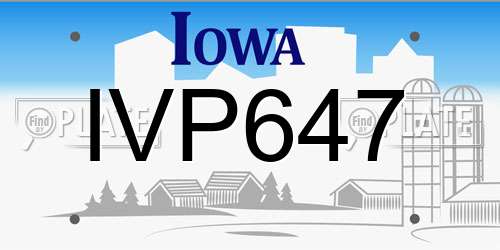IVP647 Iowa License Plate