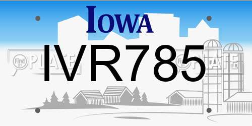 IVR785 Iowa License Plate