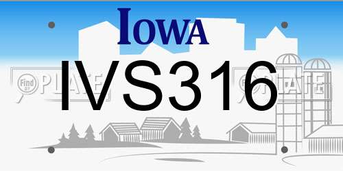 IVS316 Iowa License Plate