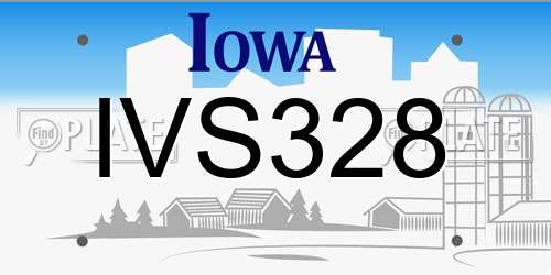 IVS328 Iowa License Plate