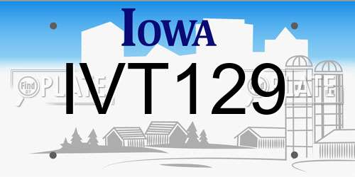 IVT129 Iowa License Plate