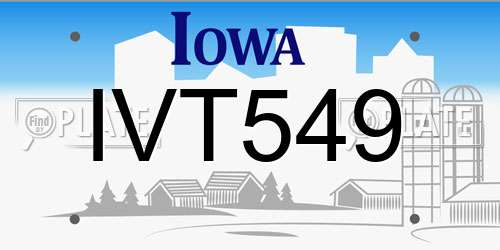 IVT549 Iowa License Plate