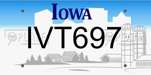 IVT697 Iowa License Plate