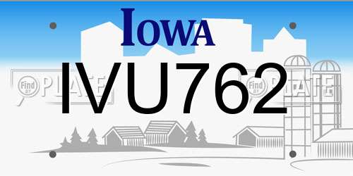 IVU762 Iowa License Plate
