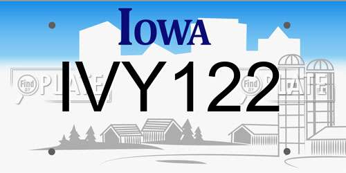 IVY122 Iowa License Plate