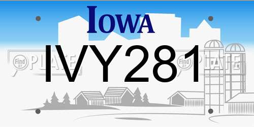 IVY281 Iowa License Plate