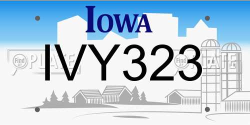 IVY323 Iowa License Plate