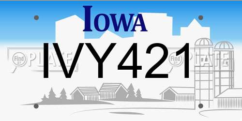 IVY421 Iowa License Plate