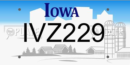 IVZ229 Iowa License Plate