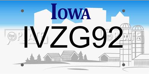 IVZG92 Iowa License Plate