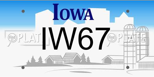 IW67 Iowa License Plate