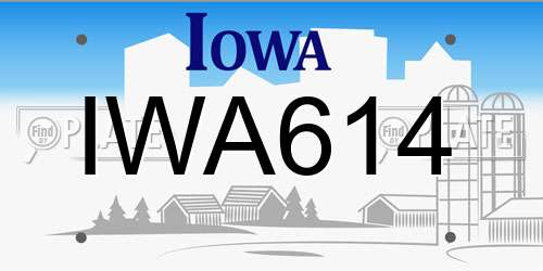 IWA614 Iowa License Plate