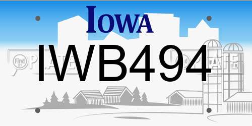 IWB494 Iowa License Plate