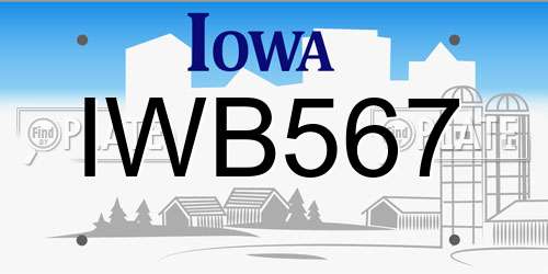 IWB567 Iowa License Plate