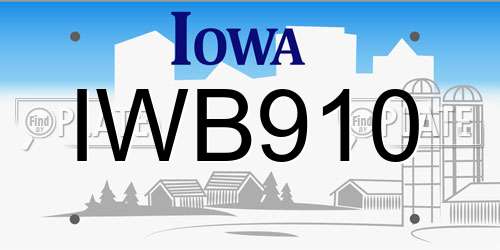 IWB910 Iowa License Plate