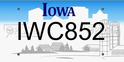 IWC852 Iowa License Plate
