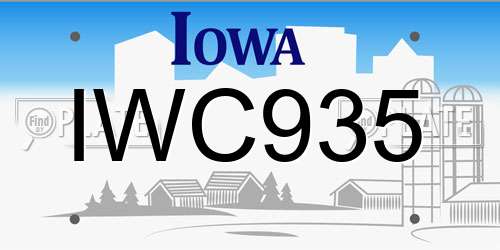 IWC935 Iowa License Plate
