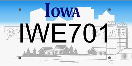 IWE701 Iowa License Plate