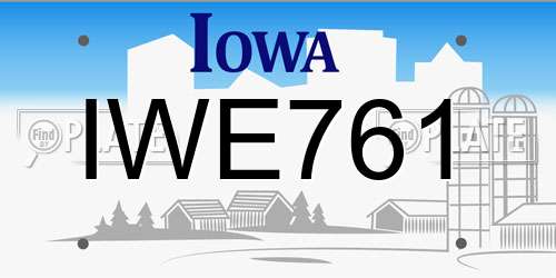 IWE761 Iowa License Plate