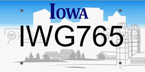 IWG765 Iowa License Plate