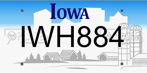 IWH884 Iowa License Plate