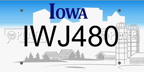 IWJ480 Iowa License Plate