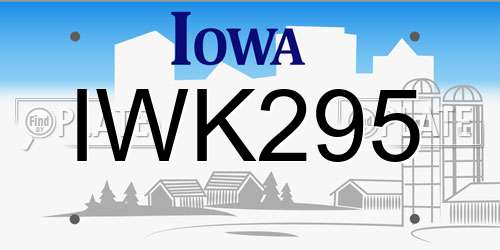 IWK295 Iowa License Plate