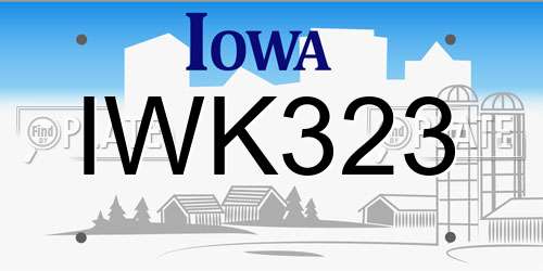 IWK323 Iowa License Plate