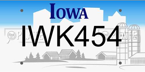 IWK454 Iowa License Plate
