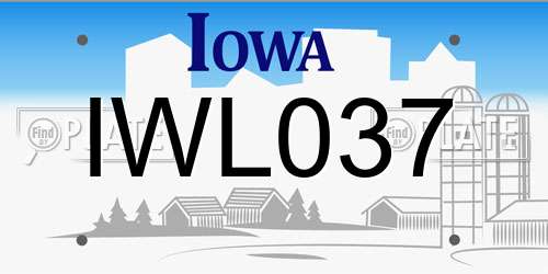 IWL037 Iowa License Plate