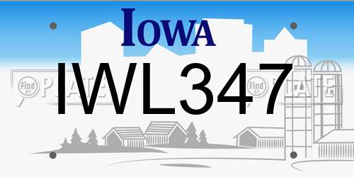 IWL347 Iowa License Plate