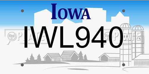 IWL940 Iowa License Plate