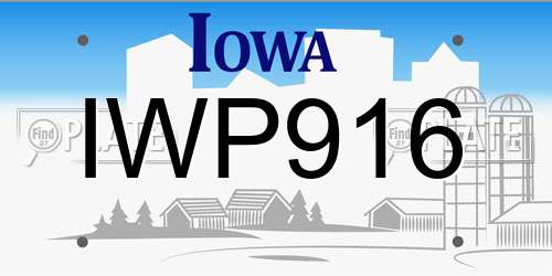 IWP916 Iowa License Plate