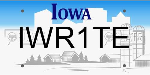 IWR1TE Iowa License Plate