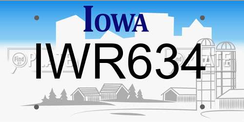 IWR634 Iowa License Plate