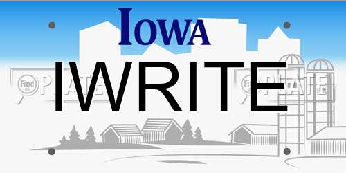 IWRITE Iowa License Plate