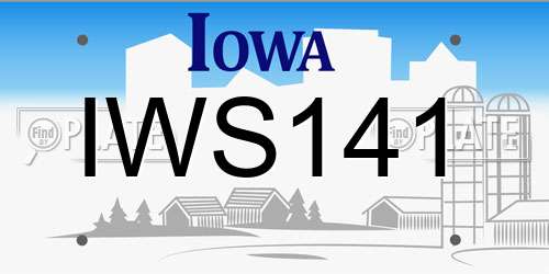 IWS141 Iowa License Plate