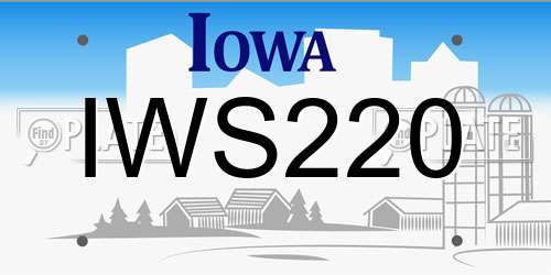 IWS220 Iowa License Plate