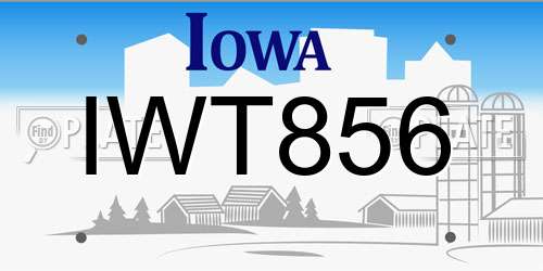 IWT856 Iowa License Plate