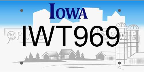 IWT969 Iowa License Plate