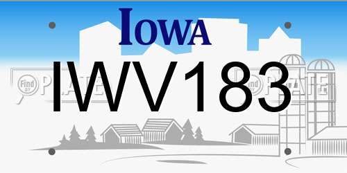 IWV183 Iowa License Plate