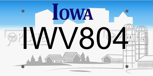 IWV804 Iowa License Plate