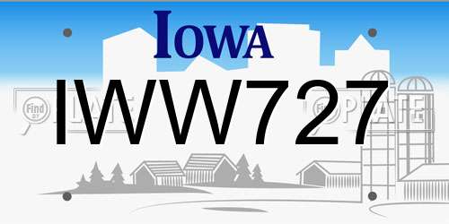 IWW727 Iowa License Plate
