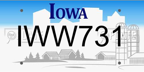 IWW731 Iowa License Plate