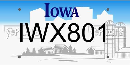 IWX801 Iowa License Plate
